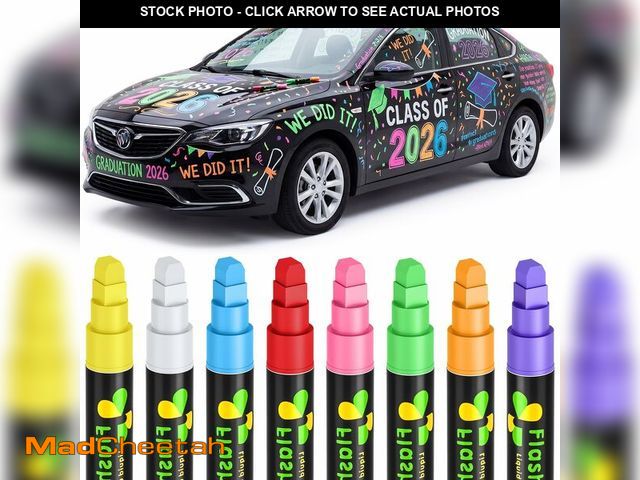 Lot 74-13950109 - Gilprop 8 Pcs 2026 Graduation Car Decorations 6 mm 8 Colors Window Markers for Glass Washable 2026 G...