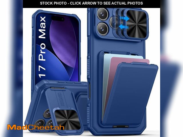 Lot 74-13630330 - SSLOTSCASE for iPhone 17 Pro Max Case with Stand &amp; Credit Card Holder &amp; Sliding Camera Cover...