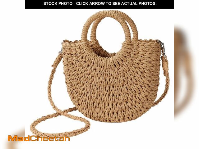 Lot 74-14215618 - YouNuo Straw Bag for Women, Summer Beach Tote Purse, Raffia Woven Bags, Small Crossbody Shoulder Han...
