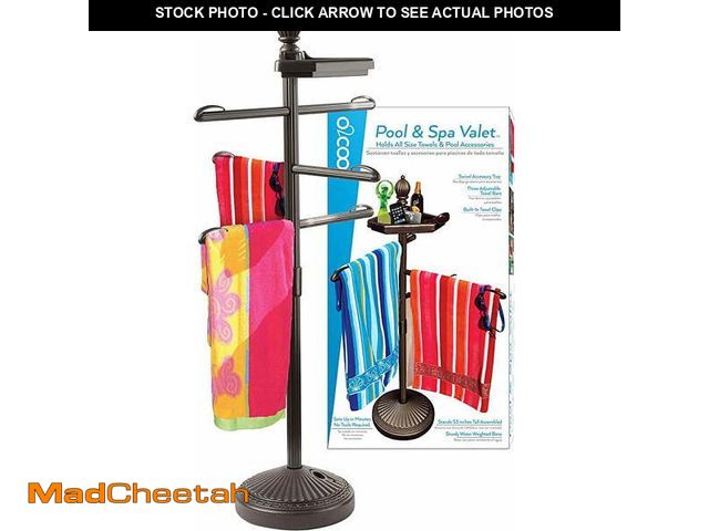 Lot 74-14324015 - O2COOL Bronze Finish Pool &amp; Spa Valet, Adjustable Pool &amp; Patio Towel Rack Stand, Pool Access...