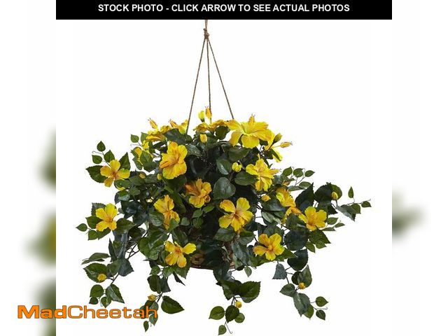 Lot 74-12828032 - Nearly Natural Hibiscus Hanging Basket - UNUSED