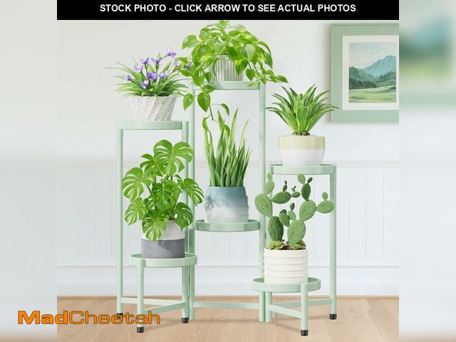 Lot 74-12973423 - iDavosic.ly Plant Stand Indoor Outdoor, 6 Tier Corner Metal Flower Display Holder Shelf, Easy Assemb...