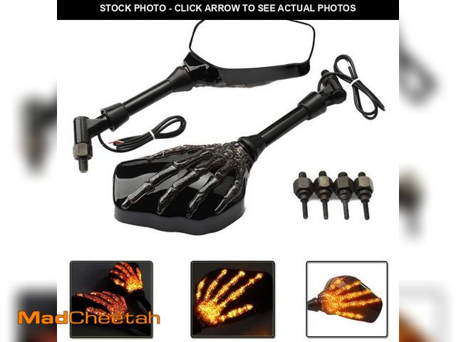 Lot 74-12307621 - Heart Horse Motorcycle Mirrors Rear View Mirrors,Elctric bright Skull Skeleton Hand Rearview mirror,...
