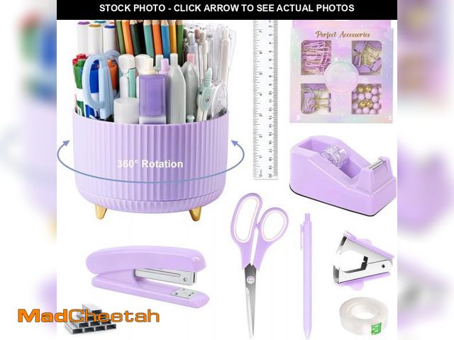 Lot 74-11553919 - MotiMind Purple Bling Desk Accessories Office Supplies for Women 360 Rotating Rhinestone Pen Holder ...