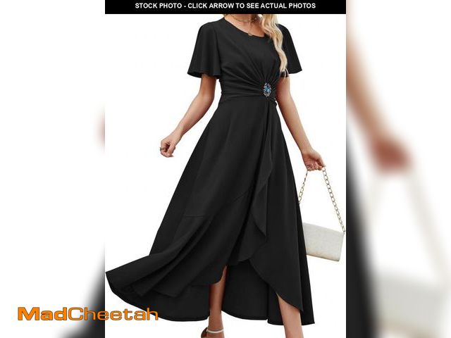 Lot 74-12330899 - QMZ Wedding Guest Dresses for Women Have Pockets Cocktail Dress Ruffle Sleeve A Line Evening Party F...