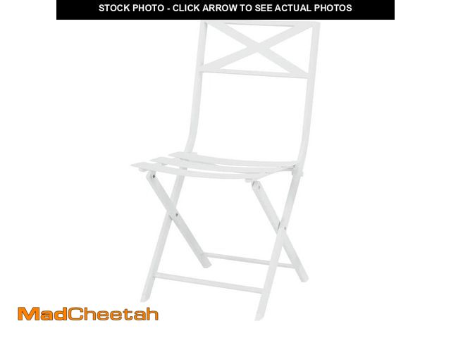 Lot 74-12672829 - StyleWell Metal Slat Folding Outdoor Dining Chair in White - UNUSED