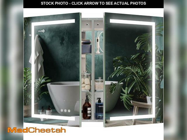 Lot 74-13071334 - KRISTALLUM LED Lighted Medicine Cabinet Front &amp; Backlit Dimmable Colours, Clock &amp; Temp, USB ...