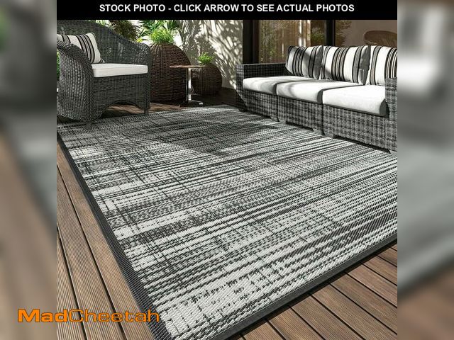 Lot 74-12669343 - VUNATE Outdoor Rug Carpet 8'x10' Waterproof Reversible Patio Rug Portable Modern Abstract Indoor Out...
