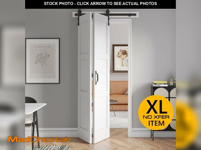 Lot 74-13070534 - (MISSING HARDWARE) FREDBECK 42X84(Double 21x84) Bifold Door Bi-fold Barn Doors White Double with 46"...