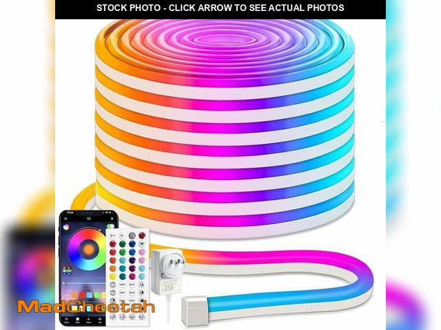 Lot 74-13950860 - iNextStation 49.2FT RGB Neon LED Strip Lights, 24V Waterproof Silicone Rope Light, Music Sync, Color...