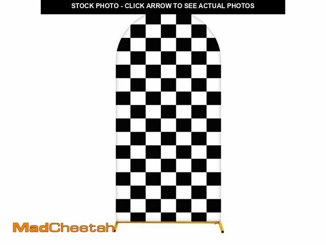 Lot 74-12600372 - Arch Backdrop Cover 7.2FT Checker Monster Truck Birthday Party Decorations Arch Cover Spandex Fitted...