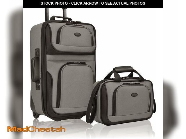 Lot 74-12633402 - (MISSING SMALL BAG) U.S. Traveler Rio Fabric Expandable Carry-on Luggage, Rolling Suitcase, Grey, 2 ...