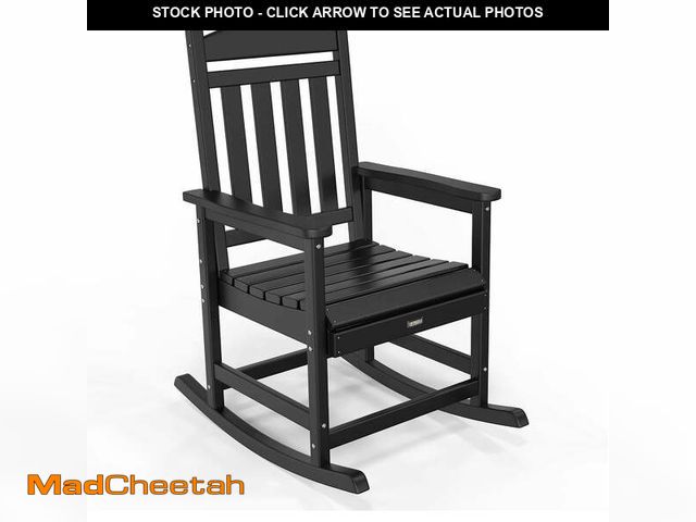 Lot 74-13780464 - VINGLI Outdoor Rocking Chair, HDPE Rocking Chair with Higher Backrest, Patio Rocker with Ergonomic D...