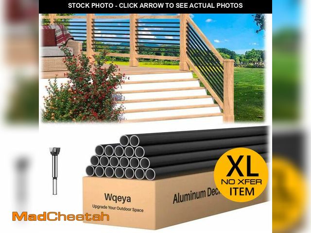 Lot 74-13074724 - Wqeya 20 Pack 10 FT x 5/8 inch 6063 Aluminum Horizontal Deck Balusters, Matte Black Round Stair Balu...