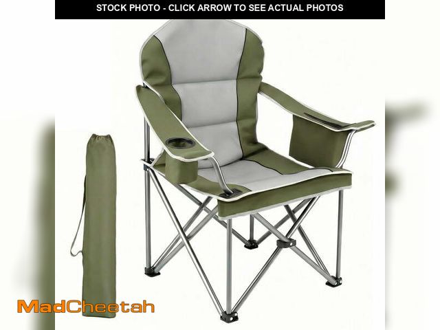 Lot 74-14287343 - EDX Heavy Duty Camping Chair 500 lb Capacity, Oversized Extra Wide for Adults, Padded High Back Fold...