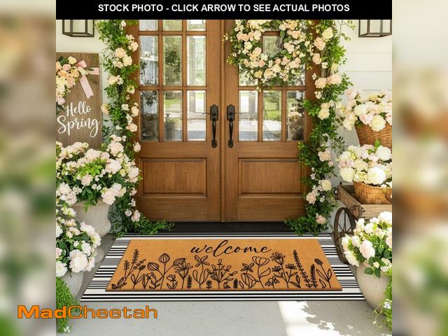Lot 74-14153793 - Tinideya 2 Pcs Summer Door Mat 17"x47" Wildflowers Welcome Non Slip Spring Coir Mats Black White Pla...