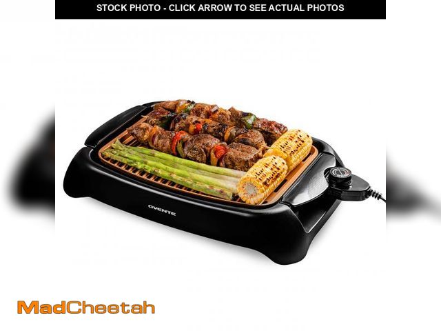 Lot 74-12311253 - OVENTE Electric Indoor Grill with 13x10 Inch Non-Stick Cooking Surface, 1000W Fast Heat Up Power, Ad...