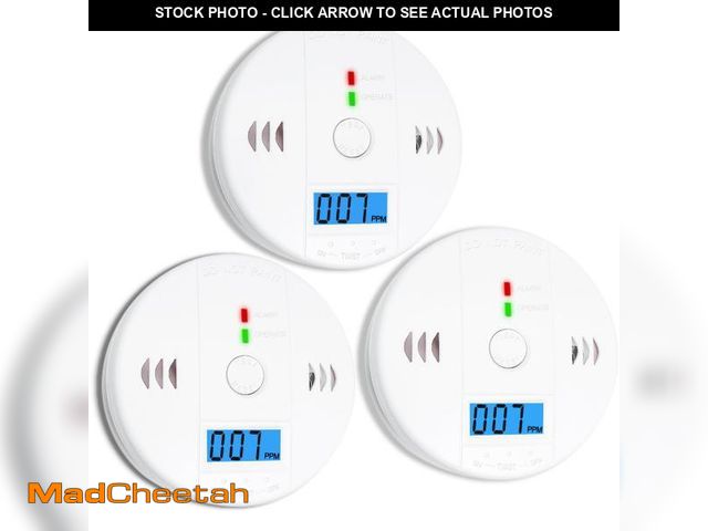 Lot 74-12302484 - 3 Pack Carbon Monoxide detectors,co Detector,Carbon Monoxide Alarm,co2 Detector Battery Powered with...
