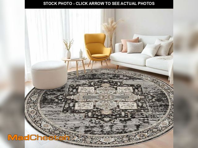 Lot 74-13817442 - YOUFORTONG 6ft Round Area Rug, Vintage Ultra Soft Non-Slip Indoor Carpet, Stain Resistant Circle Rug...