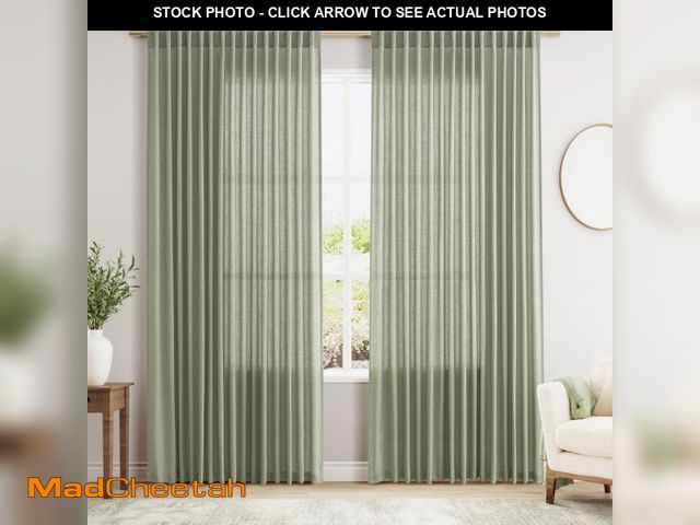 Lot 74-12435788 - Extra Wide 100 Inch Linen Curtains for Living Room Divider Light Filtering Semi Sheer Back Tab Patio...