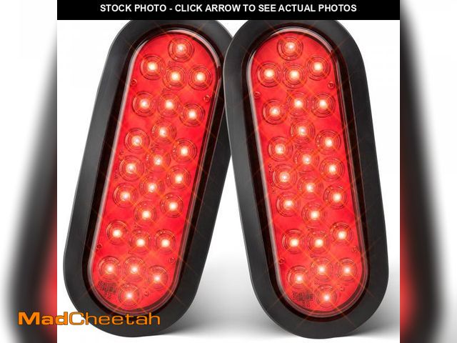 Lot 74-12311307 - Oyviny 6 Inch Oval Red LED Trailer Tail Lights 2PCS, Super Bright 24LEDs Oval 6" Brake Turn Stop Tai...