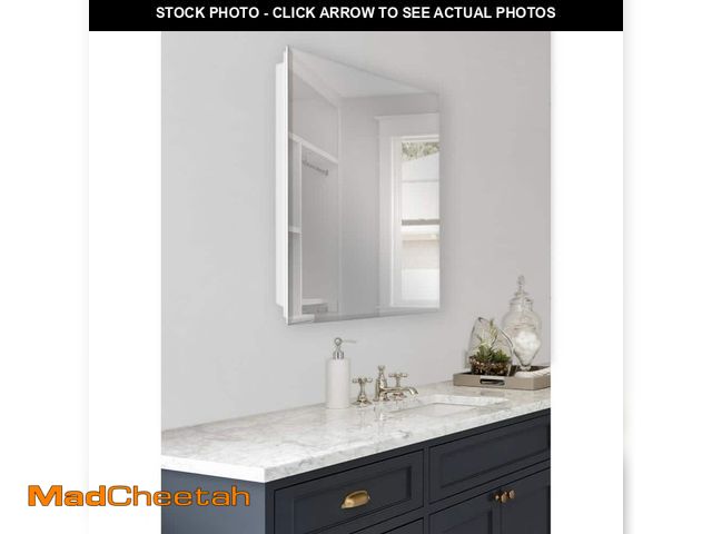 Lot 74-13667660 - Glacier Bay 19-5/8 in. x 26 in. Rectangular Recessed or Surface Mount Beveled Frameless Medicine Cab...