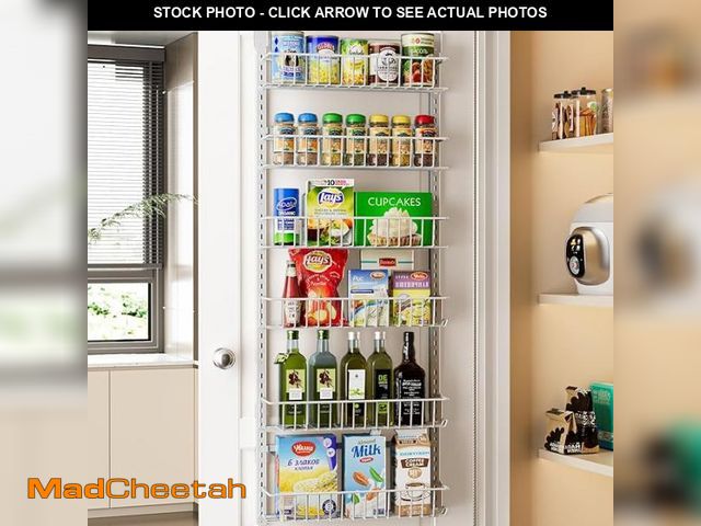 Lot 74-12127991 - Delamu Adjustable Cabinet Door Organizer, 6-Tier Hanging Spice Rack Organizer, Metal Over the Door P...