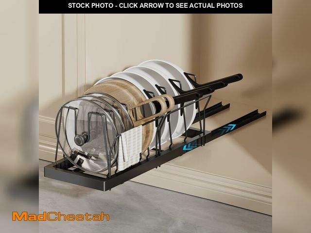 Lot 74-12714482 - Magheo Pots and Pans Organizer Under Cabinet, 22" Deep Expandable Pull Out Pot Lid Organizer and Sto...