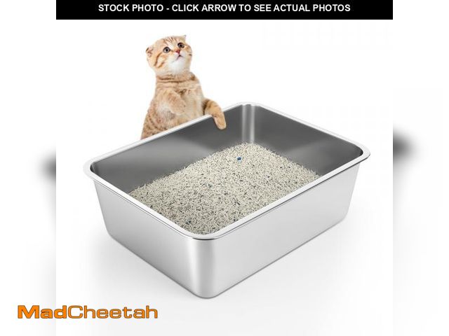 Lot 74-12053223 - WENBOKMIN Stainless Steel Litter Box - Cat Litter Box Easy to Clean, Never Absorbs Odor, Stains, or ...