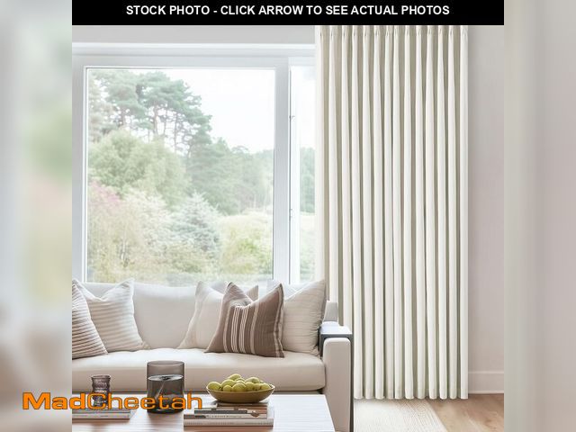 Lot 74-12844544 - (THIS ITEM IS A SINGLE CURTAIN) Natural Linen 100% Black Out Curtains 86 Inches Long 2 Panels Set fo...