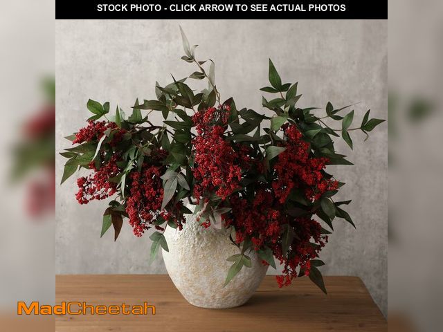 Lot 74-14155378 - Zeyune 3 Pcs Summer Red Faux Berry Stem for Vase 35 Inch Realistic Sedum Stem Spray Artificial Flowe...
