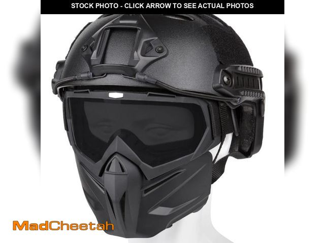 Lot 74-12314945 - VPZenar Airsoft Helmet, Black Tactical Helmet With Detachable Anti-Fog Gray Goggles, Full Face and P...