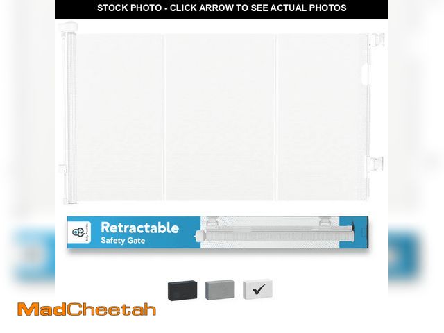 Lot 74-14350131 - Baby Proof Me Retractable Baby Gate, Extra Wide Mesh Child Safety Gate, 34" Tall x 71" Wide, White -...