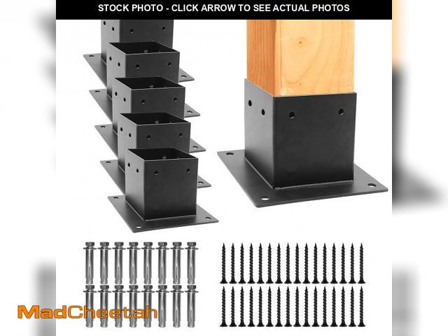 Lot 74-12047261 - 6 PCS Metal 4ÃÆÃ¢â¬â4 Post Base Post Base Brackets,Inner Size 3.5"x3.5" Heavy Duty Powder-Coate...