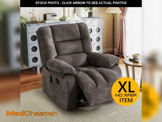 Lot 74-13056311 - Bestier 36 in. W Brown Overstuffed Fabric Recliner Chairs with 8-Point Vibration Massage Manual Pull...