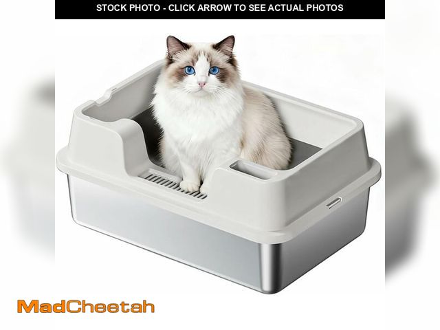 Lot 74-14067644 - Stainless Steel Litter Box, XL Enclosed Cat Litter Boxes with Lid for Big Cats and Multi-Cats, High ...