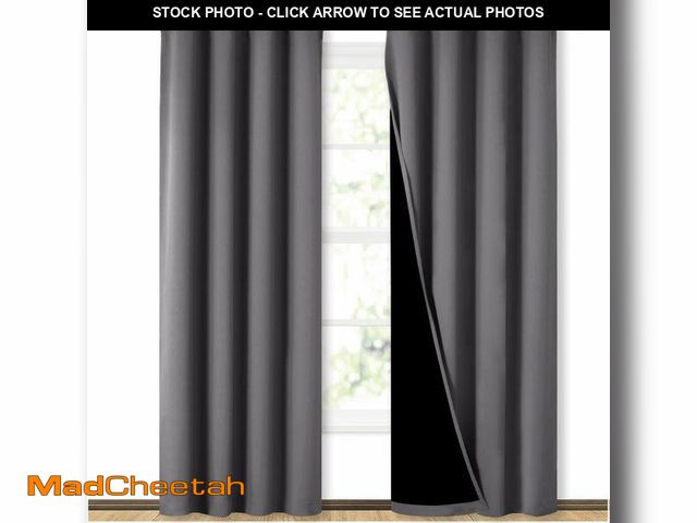 Lot 74-12503671 - NICETOWN Grey Full Shade Curtain Panels, Pair of Energy Smart &amp; Noise Blocking Out Blackout Drap...