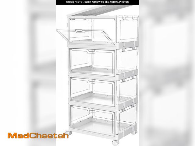 Lot 74-11548177 - Clear Storage Bin with Lid 4 Pack ??Stackable &amp; Sturdy??Plastic Bins with Wheels, Multifunctiona...