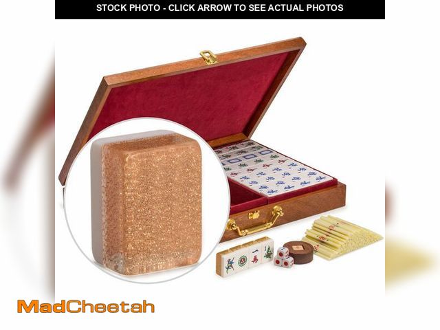 Lot 74-12883752 - Yellow Mountain Imports Classic Chinese Mahjong Game Set, Champagne Gold - with 148 Medium Size Tile...