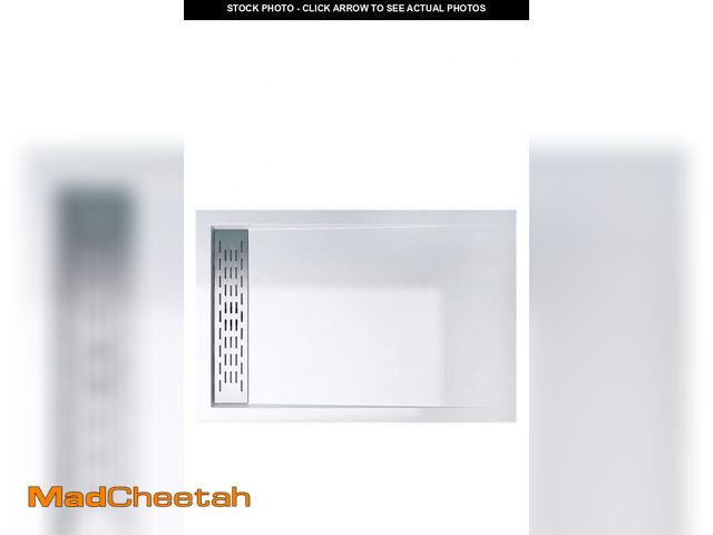 Lot 74-12163981 - ( CRACKED PLASTIC ) Bathlink 60"Ãâ32" Shower Base with Central Drain - Heavy-Duty Solid Surface C...