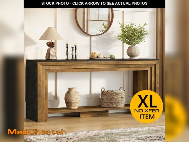 Lot 74-14611714 - Tribesigns 70.9 Inch Long Console Table, Farmhouse 2-Tier Wooden Sofa Table with Storage, Space-Savi...