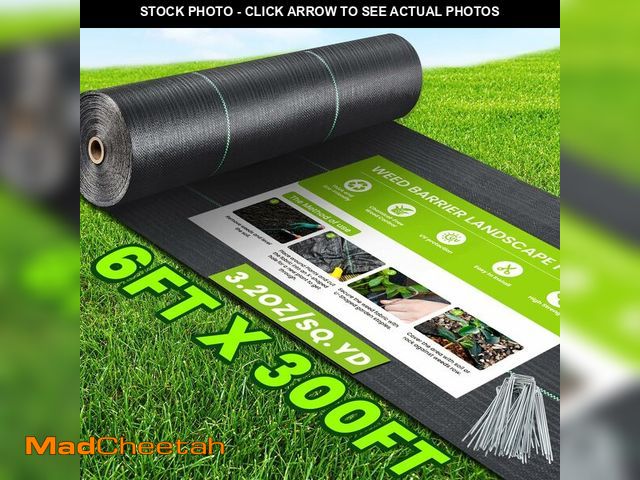 Lot 74-14368371 - 6x300FT Weed Barrier Landscape Fabric Heavy Duty, 3.2oz Woven Geotextile Fabric, Ground Cover Weed B...