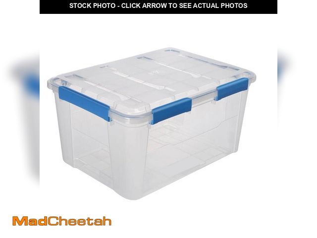 Lot 74-12775213 - Ezy Storage 75L/79.3Qt Waterproof Clear Latch Tote IP-67 - USED