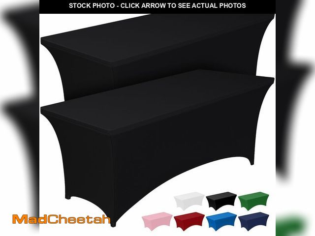 Lot 74-14301341 - Pureegg Spandex Tablecloth 8ft - 2 Pack, Fitted and Tight Cloth for Rectangle Table, Wrinkle-Free an...