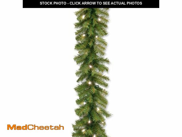 Lot 74-12633244 - National Tree Company Pre-Lit Artificial Christmas Garland, Green, Norwood Fir, White Lights, Plug I...