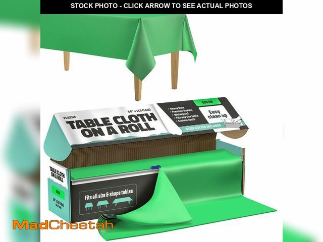 Lot 74-12717621 - Tablecloth Roll Ã¢â¬â 54" X 110' Green Premium Plastic Table Cloths with Cutter Box - Cut to Size...