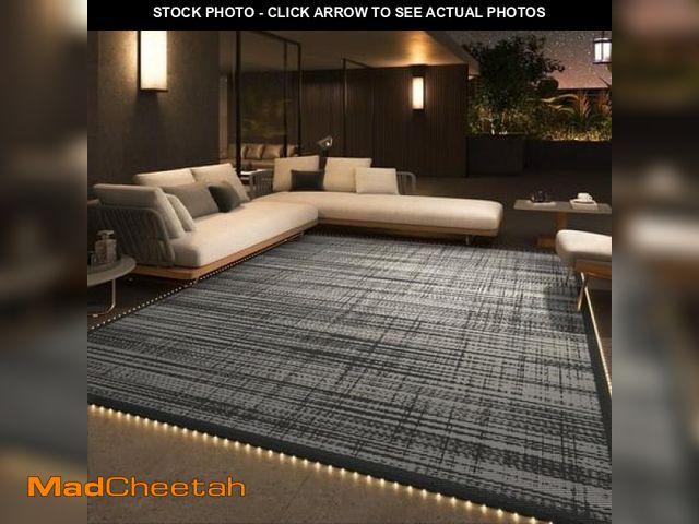 Lot 74-12154795 - VUNATE Outdoor Rug with LED Strip Lights 8 X10  Waterproof Reversible Patio Rug Plastic Straw Lightw...