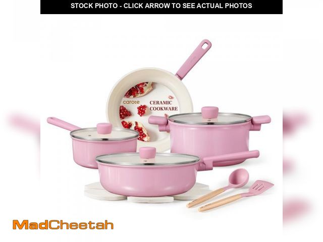 Lot 74-12112645 - CAROTE Ceramic Pots and Pans, Nonstick Cookware Set Kitchen Cooking Sets, Non Toxic 12pcs Induction ...