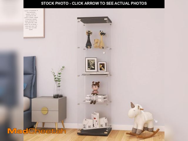 Lot 74-12134817 - LFT HUIMEI2Y Glass Display Cabinet 4-Shelf with Door and Lock, Curio Cabinets Upgraded Quick-Install...