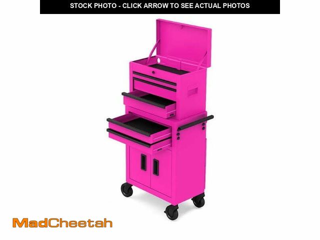 Lot 74-13485103 - (MISSING TOP HALF ) Hyper Tough 20-Inch Heavy Duty Steel Tool Chest, 300 lbs Capacity, Pink  - UNUSE...
